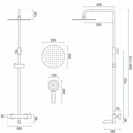 REA-P6607 - Doucheset met thermostatische mengkraan LUNGO glanzend chroom