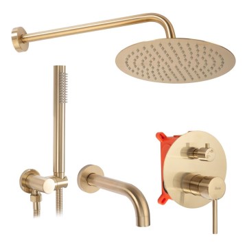 REA-P6609 - Ensemble de douche LUNGO avec mitigeur encastré, finition dorée brossée