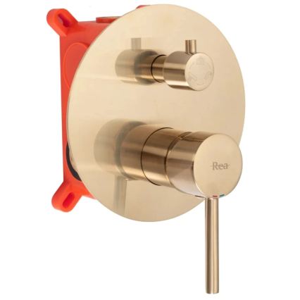 REA-P6609 - Ensemble de douche LUNGO avec mitigeur encastré, finition dorée brossée
