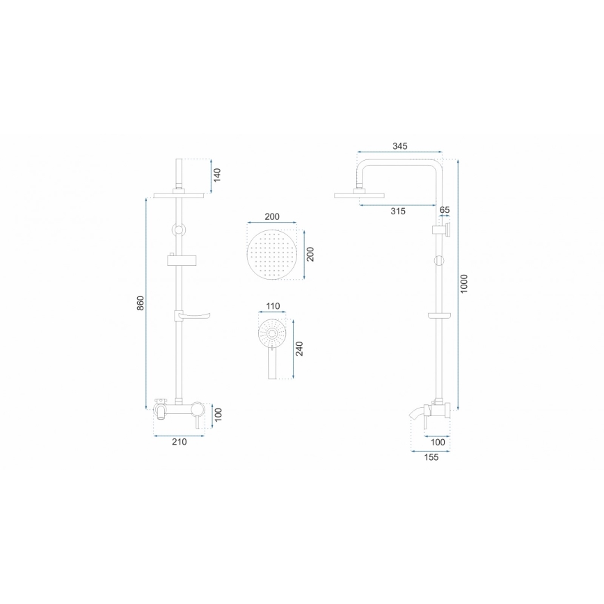 REA-P7005 - Doucheset LUIS mat zwart
