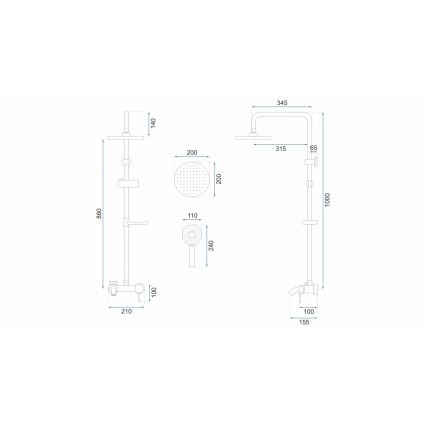 REA-P7005 - Kit de douche LUIS noir mat
