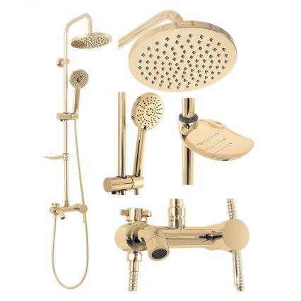 REA-P7006 - Ensemble de douche avec mitigeur LUIS doré