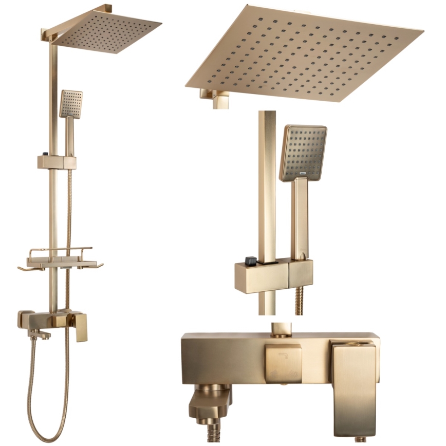 REA-P7050 - Douchepakket met mengkraan JACK, geborsteld goud