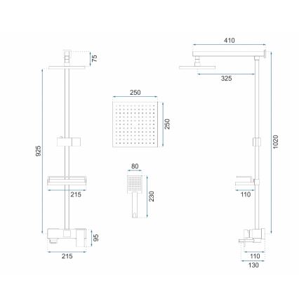 REA-P7050 - Douchepakket met mengkraan JACK, geborsteld goud