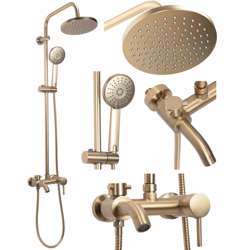 REA-P7051 - Ensemble de douche avec mitigeur LUIS doré brossé