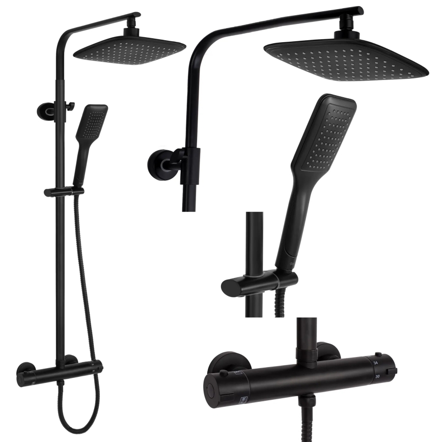 REA-P7101 - Ensemble de douche avec mitigeur thermostatique TOM noir mat