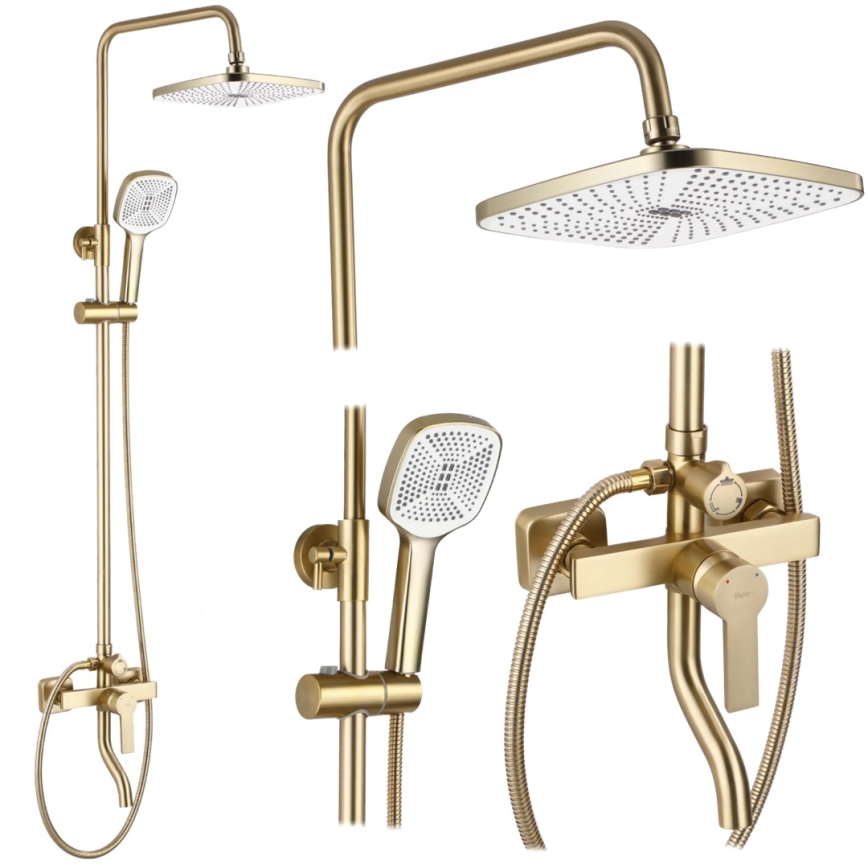 REA-P7841 - Ensemble de douche avec mitigeur ARGUS, finition dorée brossée