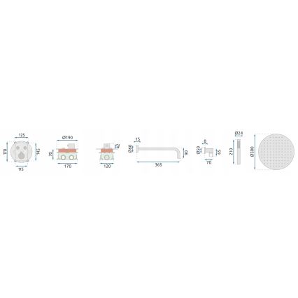 REA-P8551 - Ensemble de douche avec mitigeur thermostatique encastré LUNGO, finition or brossé