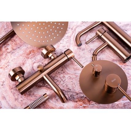 REA-P8807 - Doucheset met thermostatische mengkraan LUNGO, geborsteld koper