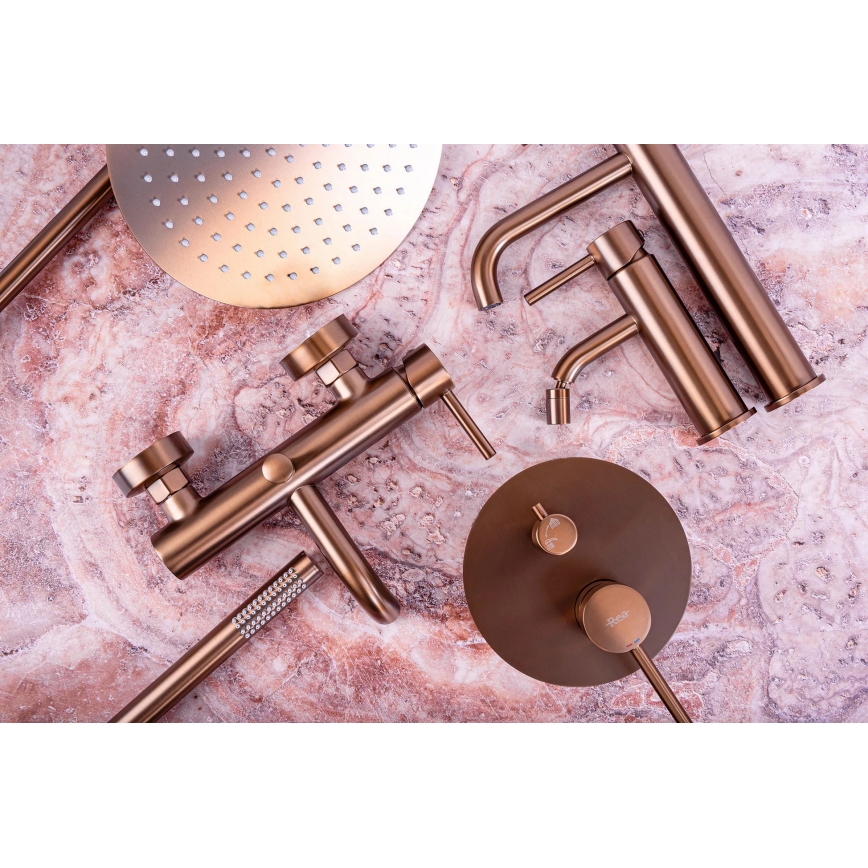 REA-P8807 - Doucheset met thermostatische mengkraan LUNGO, geborsteld koper