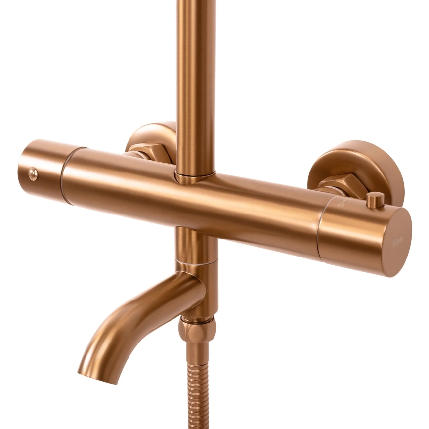 REA-P8807 - Doucheset met thermostatische mengkraan LUNGO, geborsteld koper
