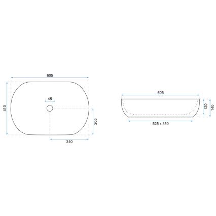 REA-U0024 - Opzetwastafel CLEO 41x60,5 cm keramiek/glanzend wit