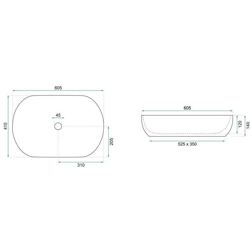 REA-U0024 - Opzetwastafel CLEO 41x60,5 cm keramiek/glanzend wit