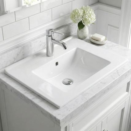 REA-U0040 - Inbouwwastafel DAFNE 46,5x76 cm keramiek/glanzend wit