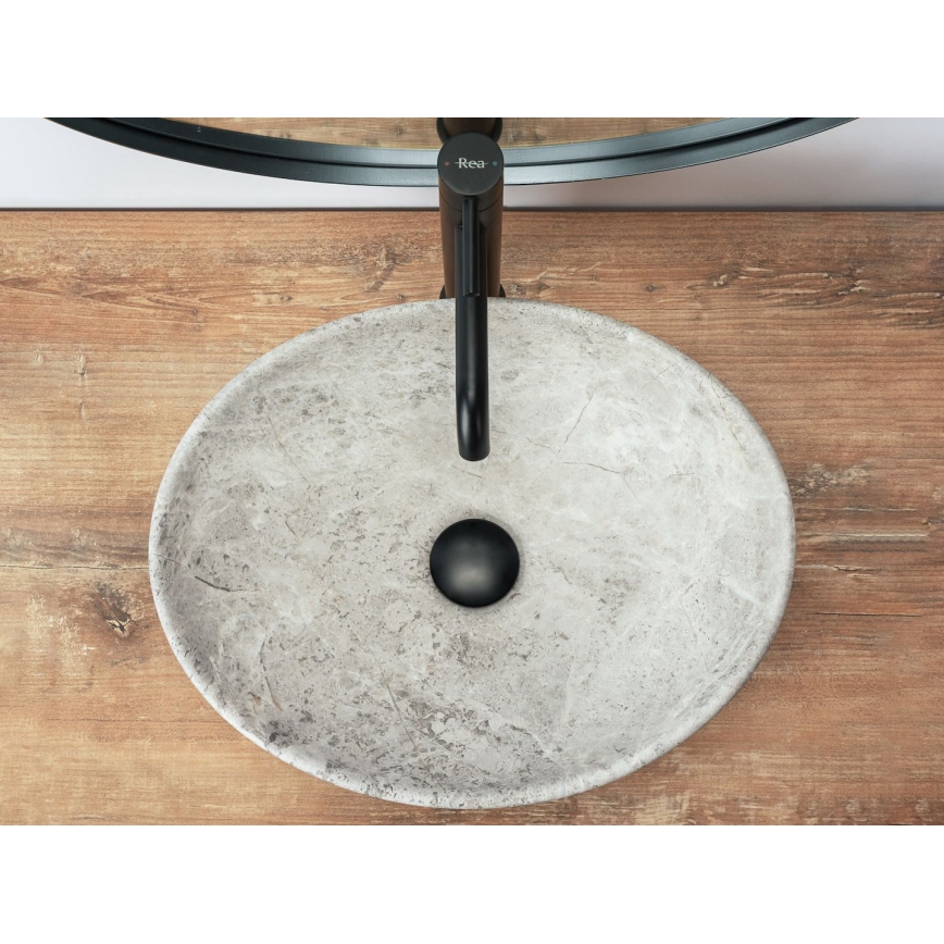 REA-U0165 - Opzetwastafel SOFIA 34,5x41 cm keramiek/lichte steen