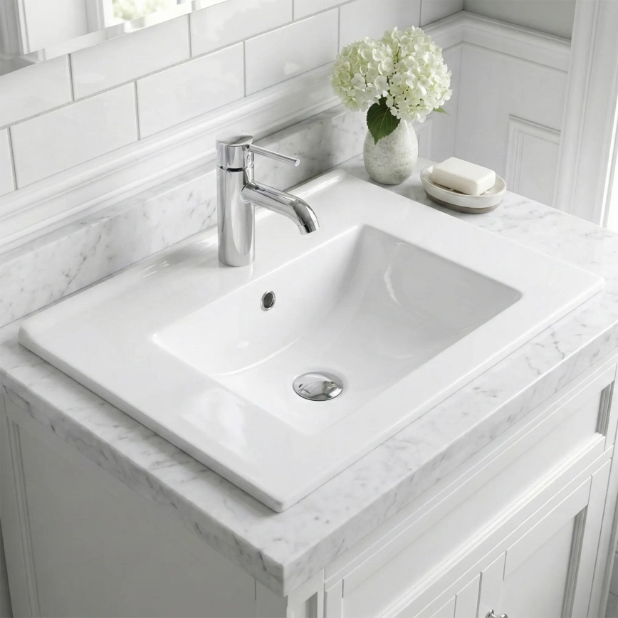 REA-U0190 - Lavabo encastré DAFNE 46,5x72 cm céramique/blanc brillant