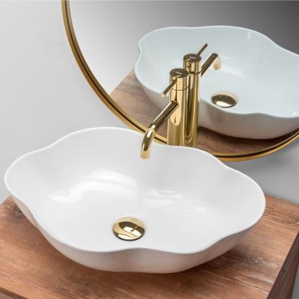 REA-U0265 - Opzetwastafel PEARL 38x50,5 cm keramiek/glanzend wit