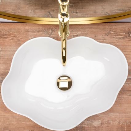 REA-U0265 - Opzetwastafel PEARL 38x50,5 cm keramiek/glanzend wit