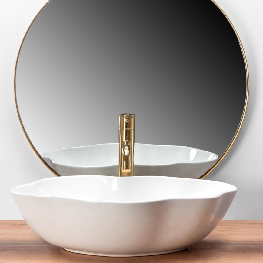 REA-U0265 - Opzetwastafel PEARL 38x50,5 cm keramiek/glanzend wit