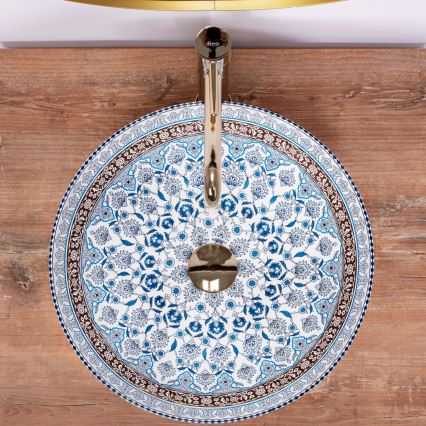 REA-U0267 - Opzetwastafel ARTE Ø 40 cm keramiek / ornamentpatroon