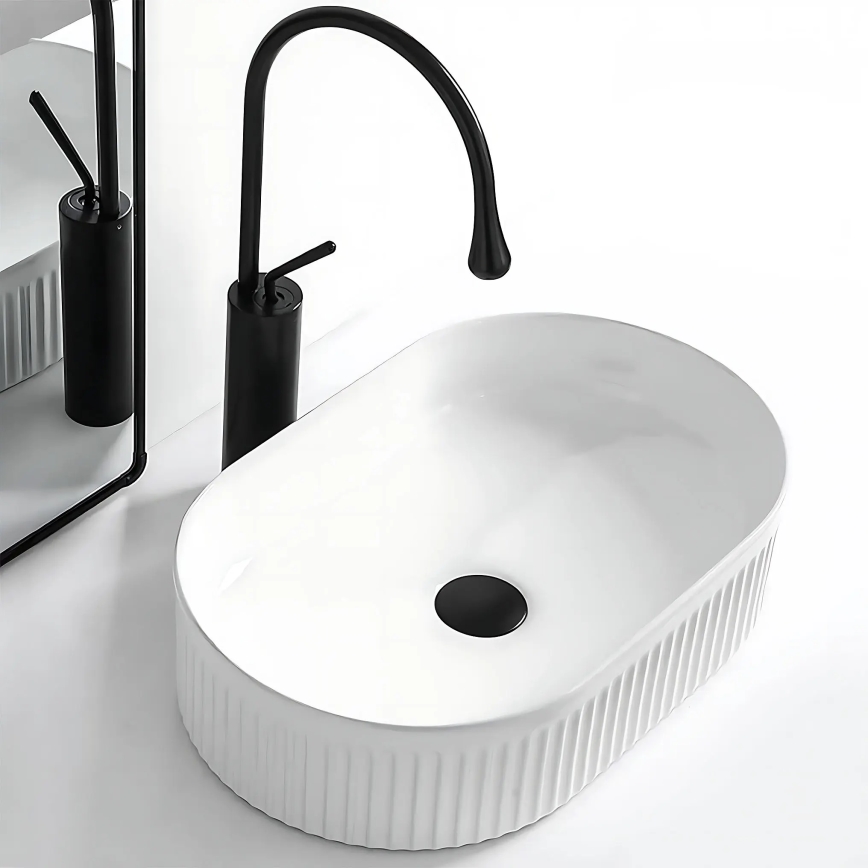 REA-U0603 - Lavabo à poser sur plan VANDA 31x49 cm céramique/blanc brillant