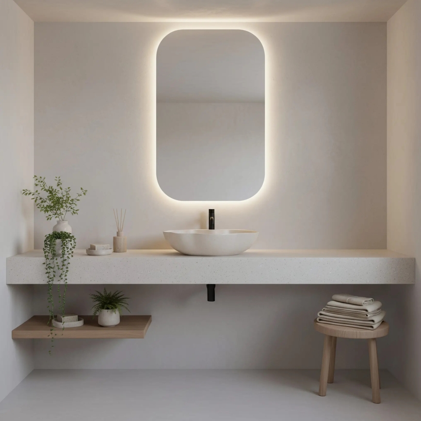 REA-U0617 - Opzetwastafel PEARL 38x50,5 cm keramiek/beige/steenlook