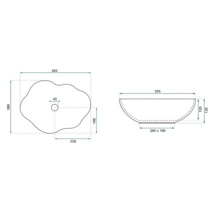 REA-U0617 - Opzetwastafel PEARL 38x50,5 cm keramiek/beige/steenlook