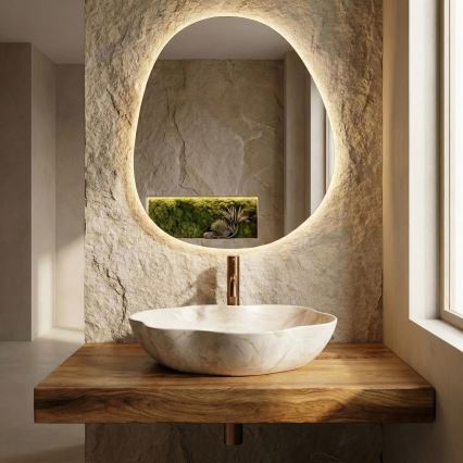 REA-U0619 - Opzetwastafel PEARL 38x50,5 cm keramiek/beige