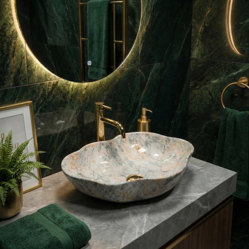 REA-U0620 - Vasque à poser PEARL 38x50,5 cm céramique/gris/beige/effet pierre