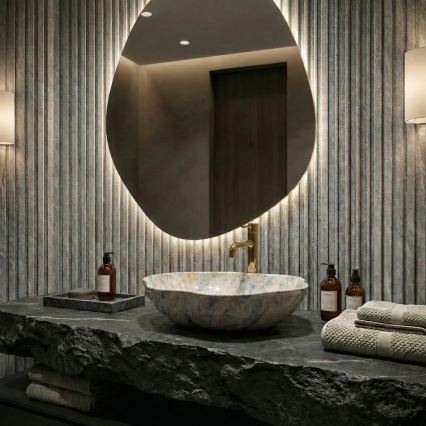 REA-U0620 - Vasque à poser PEARL 38x50,5 cm céramique/gris/beige/effet pierre