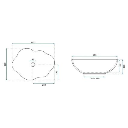 REA-U0620 - Vasque à poser PEARL 38x50,5 cm céramique/gris/beige/effet pierre