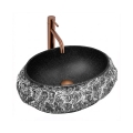 REA-U0634 - Lavabo à poser MIKA GABRO 38x50 cm noir/effet pierre