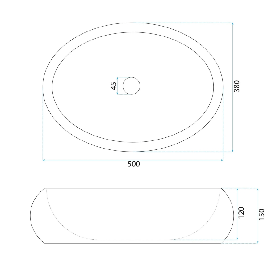 REA-U0634 - Opzetwastafel MIKA GABRO 38x50 cm zwart/steenimitatie