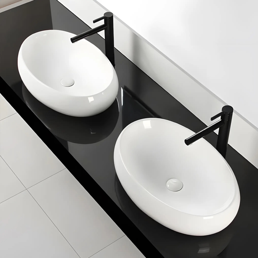 REA-U0656 - Opzetwastafel MELANIA 40,5x60 cm keramiek/glanzend wit