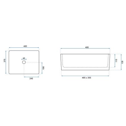 REA-U0669 - Lavabo à poser ANITA 37,5x48,5 cm céramique/blanc brillant