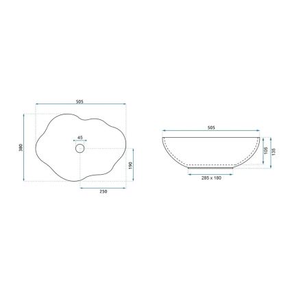 REA-U0696 - Opzetwastafel PEARL 38x50,5 cm keramiek/glanzend wit/goud