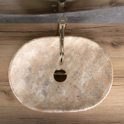 REA-U3000 - Opzetwastafel AMELIA 34,5 x 48 cm keramiek/beige/steenlook