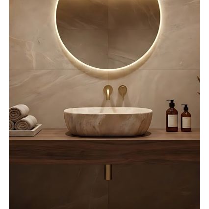 REA-U3000 - Opzetwastafel AMELIA 34,5 x 48 cm keramiek/beige/steenlook