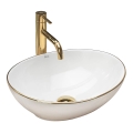 REA-U3287 - Opzetwastafel SOFIA 34,5x41 cm keramiek/glanzend wit/goud