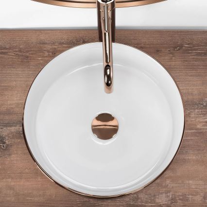 REA-U3303 - Vasque à poser SAMI Ø 37 cm céramique/blanc/doré