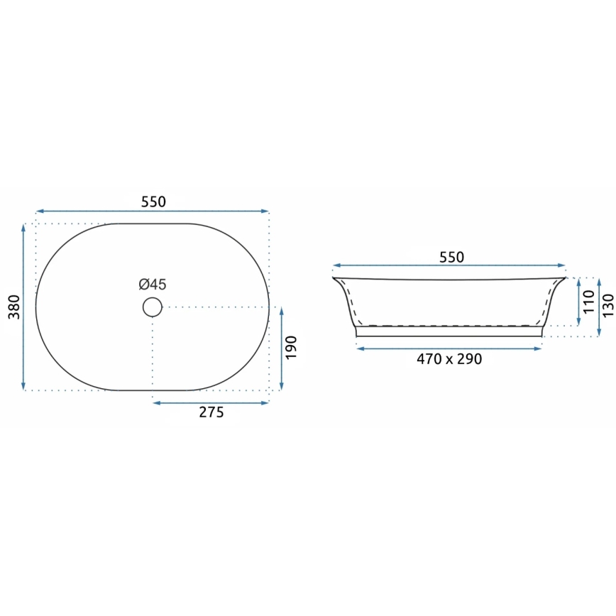 REA-U3305 - Opzetwastafel WILMA RUSTIC 38x55 cm keramiek/koperkleurig