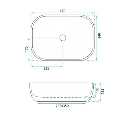 REA-U3323 - Vasque à poser BELINDA 33,5x46,5 cm céramique/effet pierre