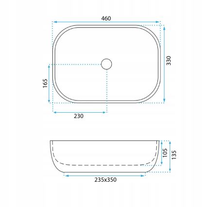 REA-U3324 - Lavabo à poser BELINDA 33x46 cm céramique/gris/aspect pierre
