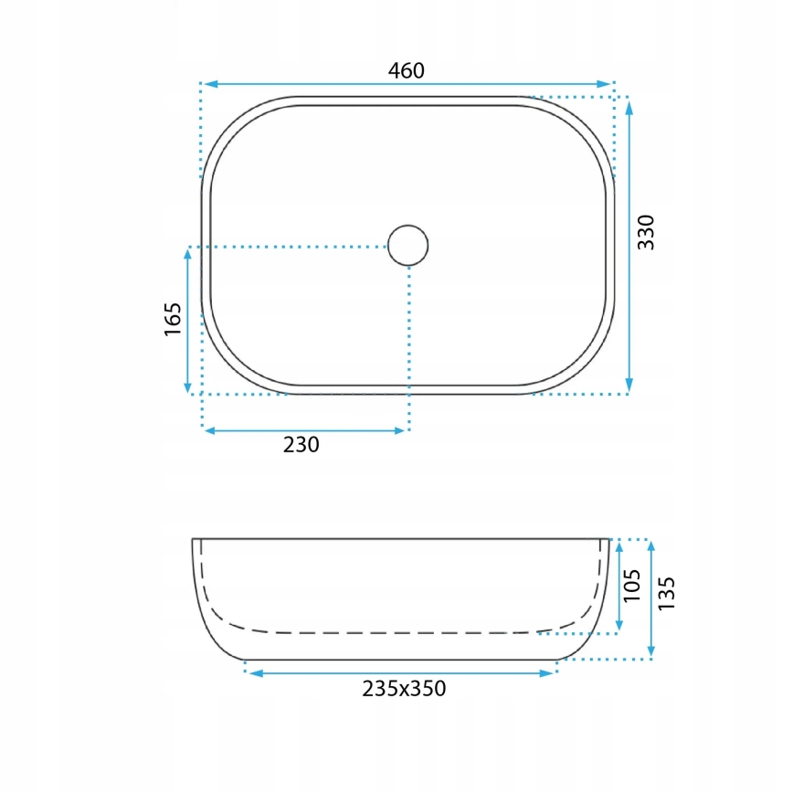REA-U3324 - Lavabo à poser BELINDA 33x46 cm céramique/gris/aspect pierre