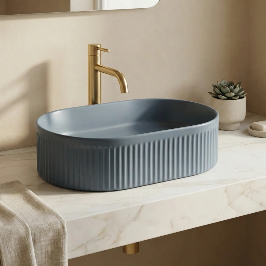 REA-U3535 - Opzetwastafel VANDA 31x49 cm keramiek/donkerblauw
