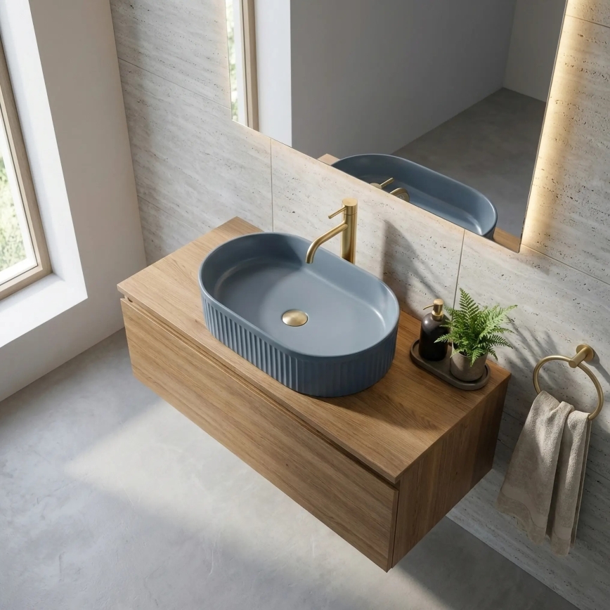 REA-U3535 - Vasque à poser VANDA 31x49 cm céramique/bleu foncé