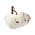 REA-U3601 - Wastafel voor op werkblad BELINDA 33x46,5 cm keramiek/beige/steenlook