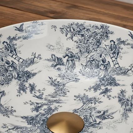REA-U3608 - Lavabo à poser sur plan JULIANA 40 cm en céramique / blanc / bleu