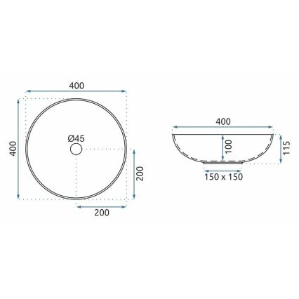 REA-U3608 - Opzetwastafel JULIANA 40 cm keramiek/wit/blauw