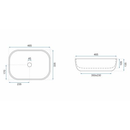 REA-U3800 - Vasque à poser LIVIA 33,5 x 46,5 cm céramique/gris/effet pierre